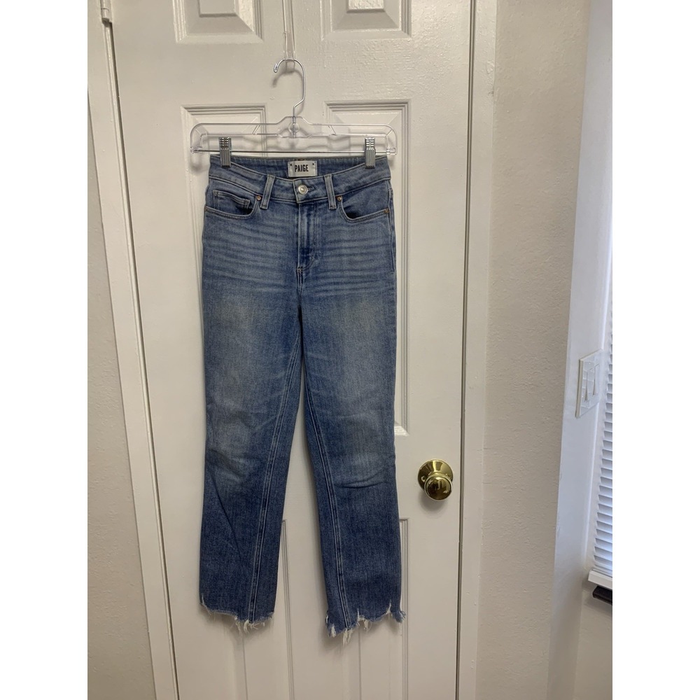 Paige Cindy Denim Straight Leg High Rise Stretch Womens Jeans Blue 24 x 25